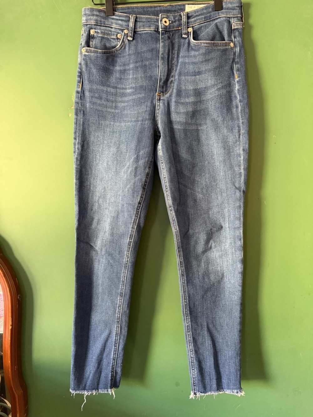 rag & bone Nina  High-Rise Ankle Skinny Womens 27 Jasper Wash Raw Hem